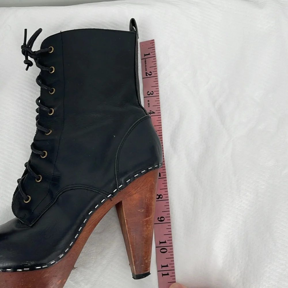 N.Y.L.A. Shonda Leather Platform Boot Womens High Heel‎ Strap Party Pump 7.5